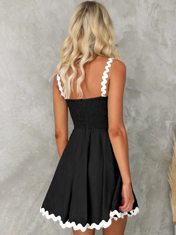 New fresh and sweet solid color sexy suspender short dress - Nightout dress