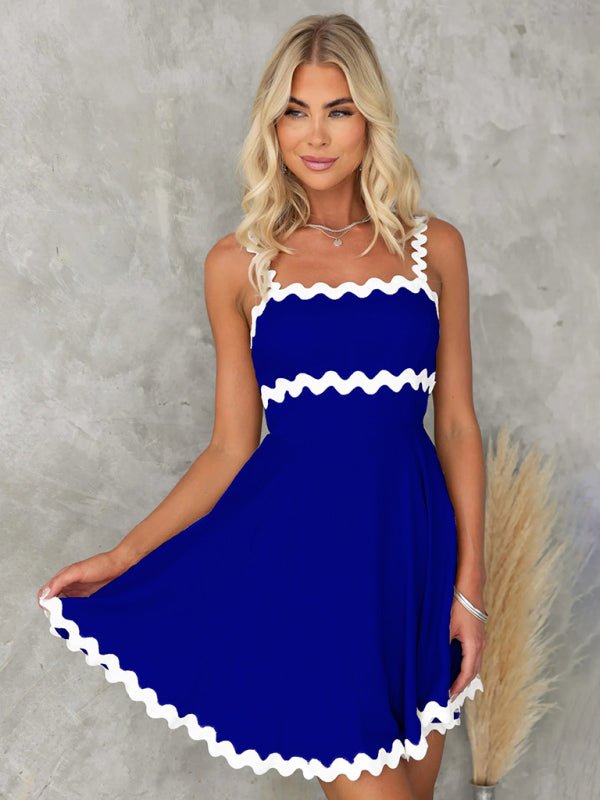 New fresh and sweet solid color sexy suspender short dress - Nightout dress