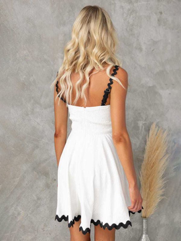 New fresh and sweet solid color sexy suspender short dress - Nightout dress