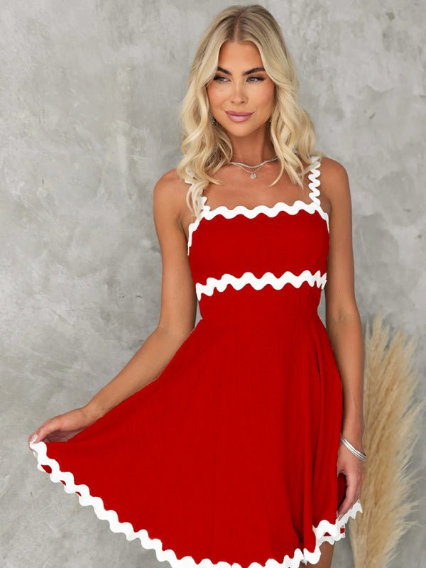 New fresh and sweet solid color sexy suspender short dress - Nightout dress