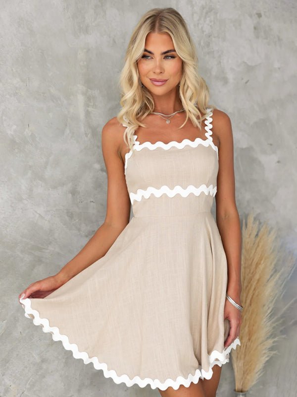 New fresh and sweet solid color sexy suspender short dress - Nightout dress