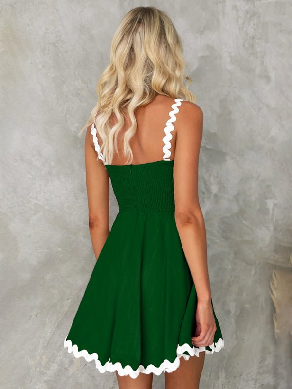 New fresh and sweet solid color sexy suspender short dress - Nightout dress