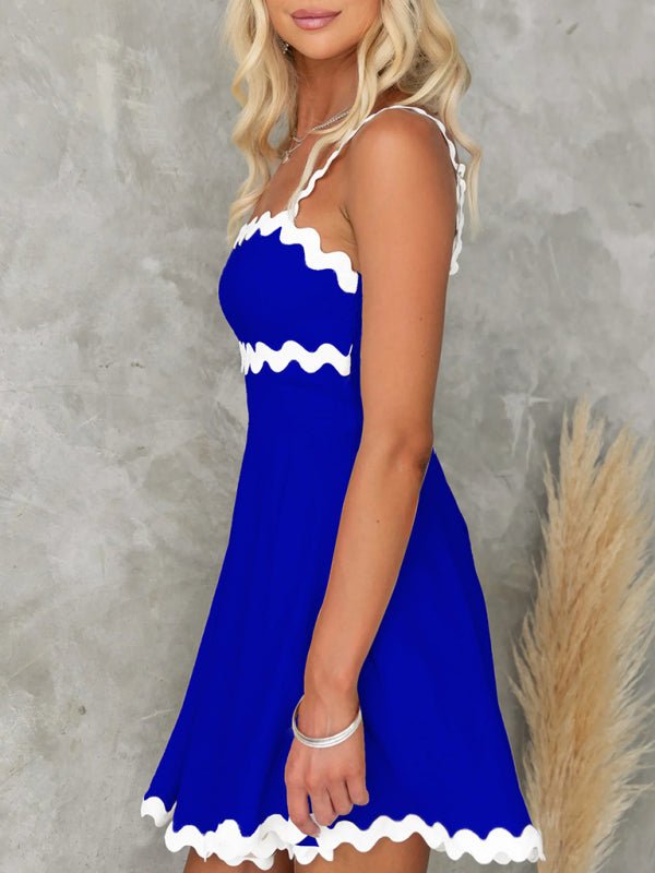 New fresh and sweet solid color sexy suspender short dress - Nightout dress