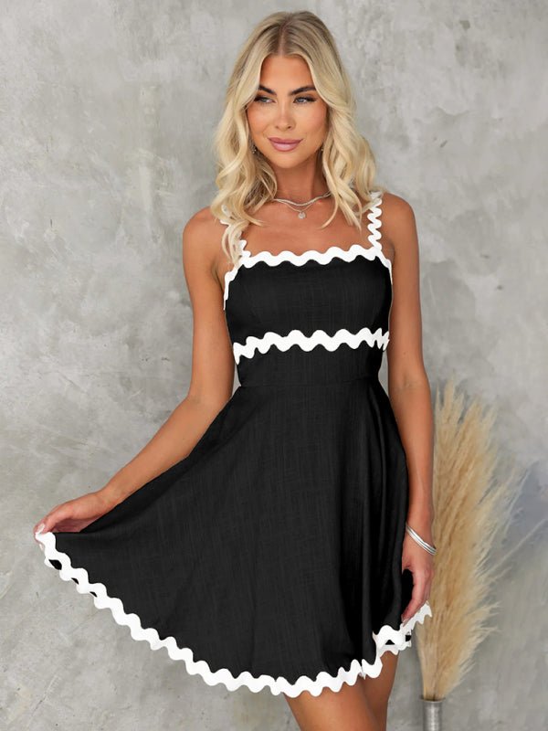 New fresh and sweet solid color sexy suspender short dress - Nightout dress