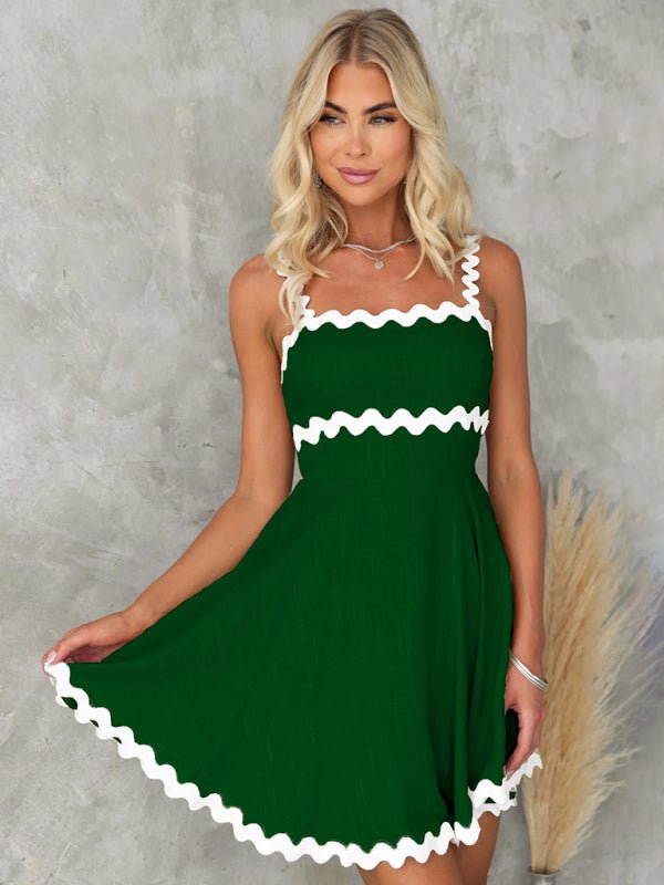 New fresh and sweet solid color sexy suspender short dress - Nightout dress