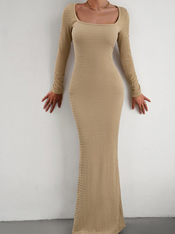 New Ladies Fit Square Neck Long Sleeve Knitted Dress - Nightout dress