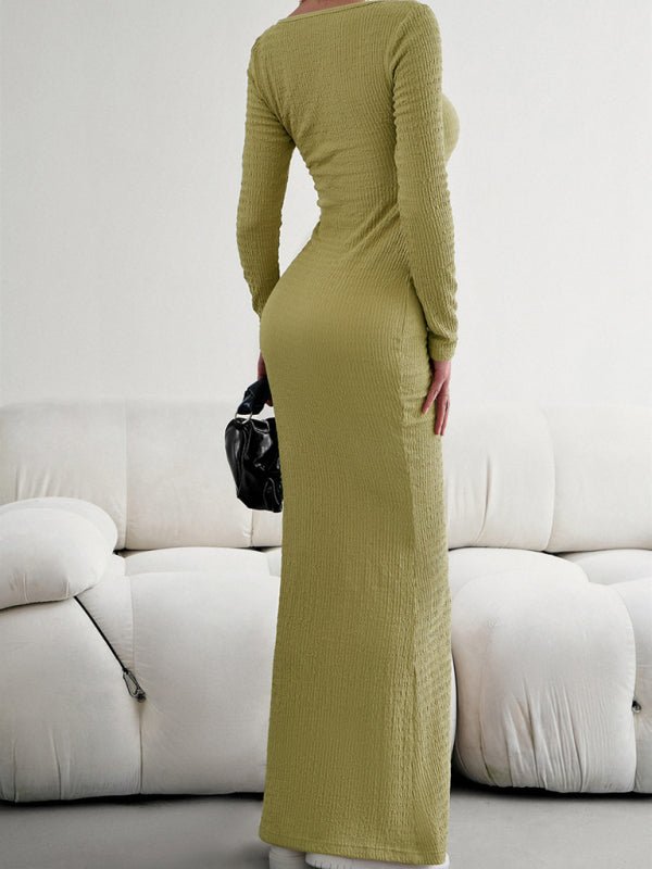 New Ladies Fit Square Neck Long Sleeve Knitted Dress - Nightout dress