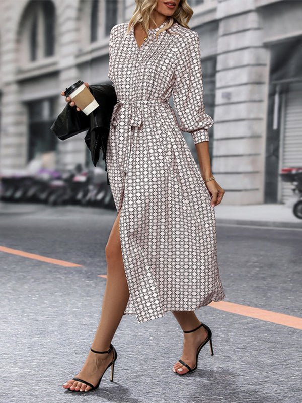 New Ladies Long Sleeve Printed Dress - Formal Dress