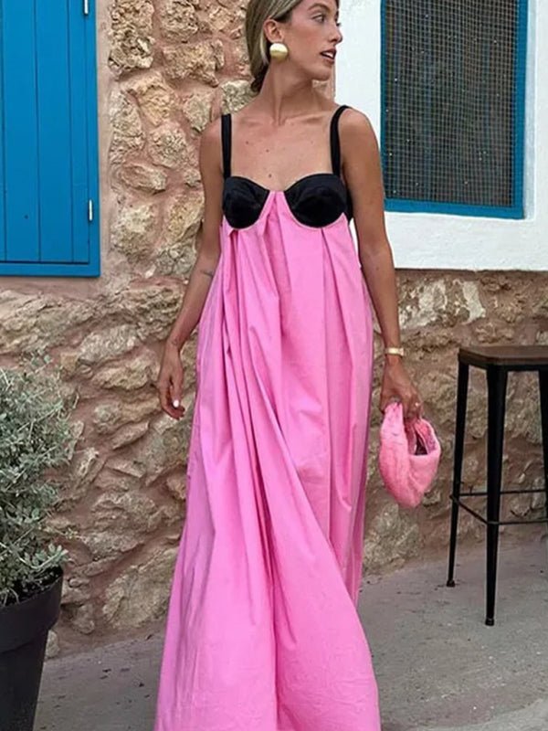 New sexy spliced backless sleeveless suspender dress - Formal Dress