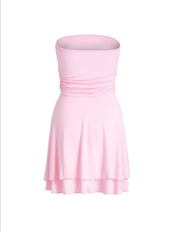 New spring and summer solid color tube top tight dress - Day Dress