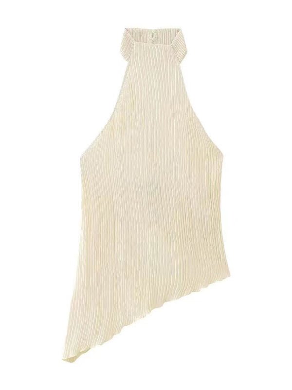 New women's asymmetrical halterneck top/elastic waist casual pleated pants - Top
