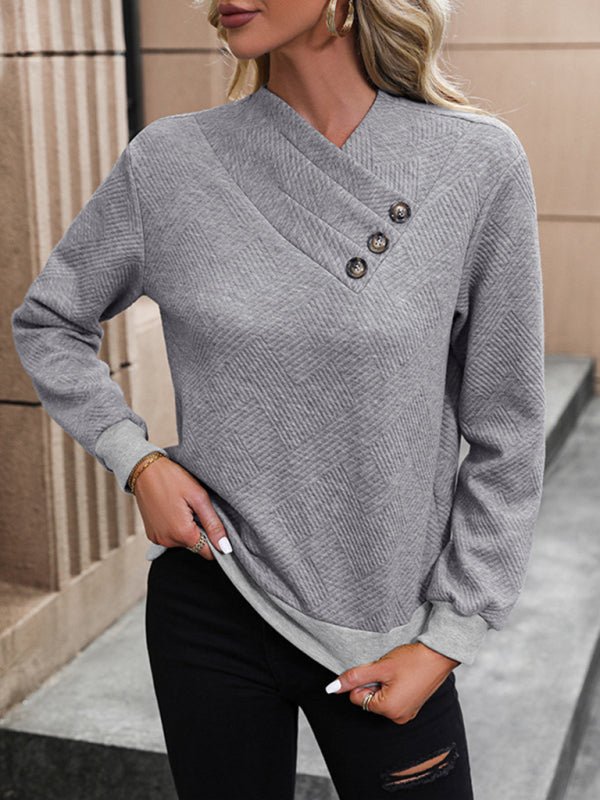 New women's autumn and winter casual solid color long - sleeved autumn sweatshirt - Outerwear