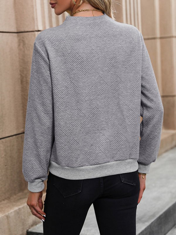 New women's autumn and winter casual solid color long - sleeved autumn sweatshirt - Outerwear