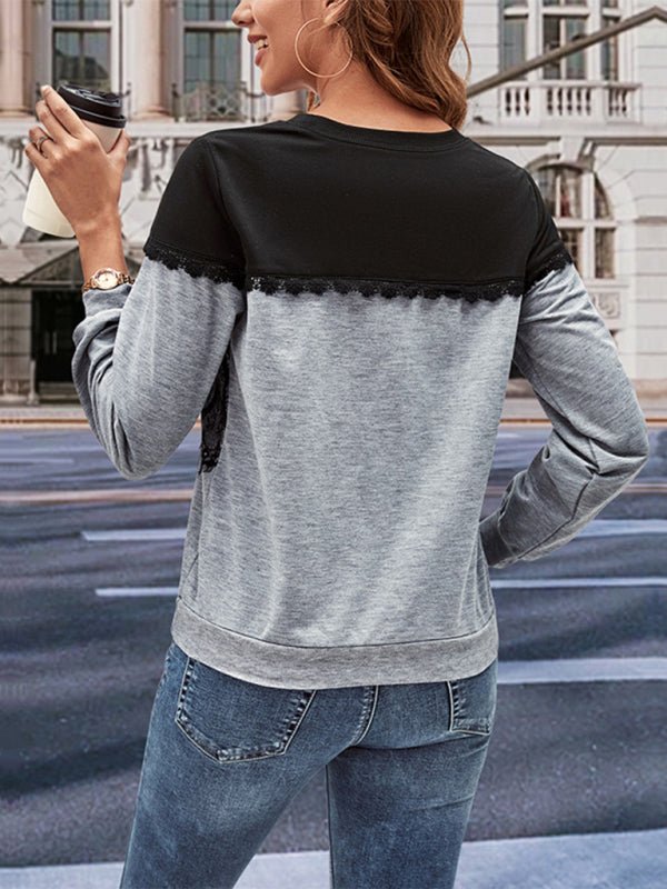 New women's color - block long - sleeve hoodie - Outerwear