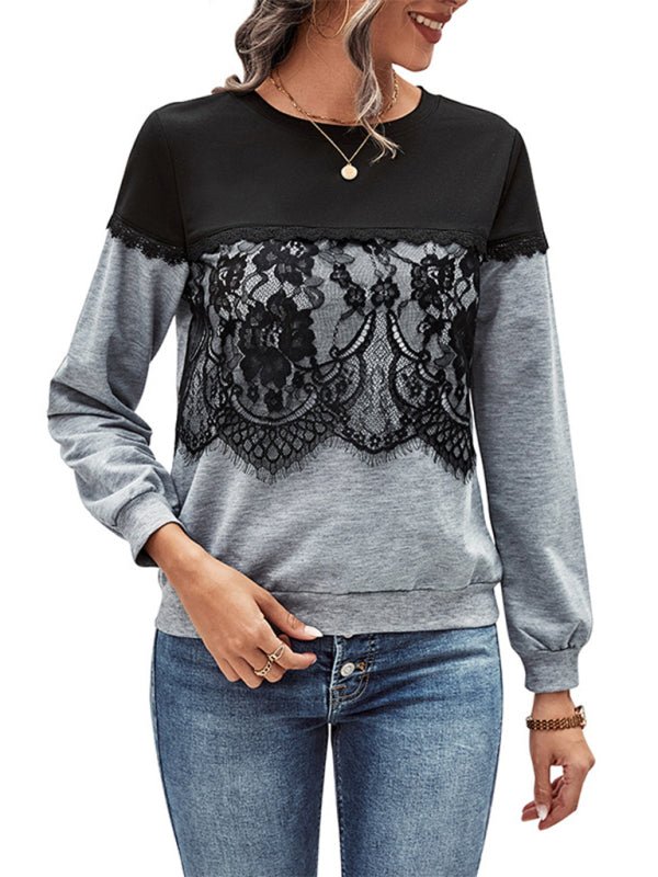 New women's color - block long - sleeve hoodie - Outerwear