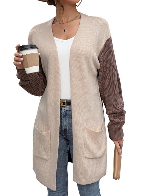 New women's color block sweater jacket - Outerwear
