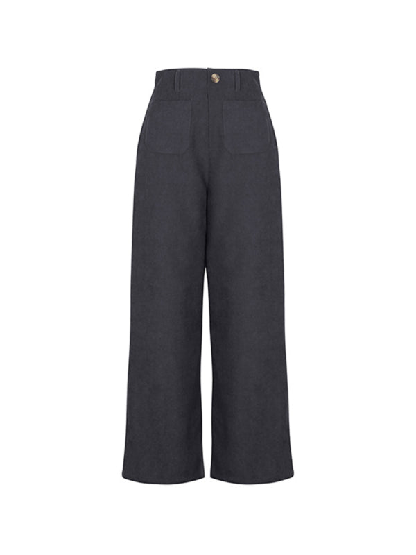 New Women's Corduroy Patch Pocket Casual Pants - Bottoms