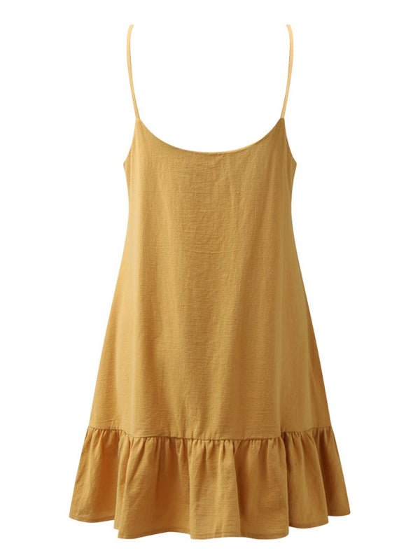 New women's fashion sexy suspender V - neck backless dress - Casual Dress