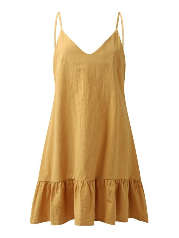 New women's fashion sexy suspender V - neck backless dress - Casual Dress