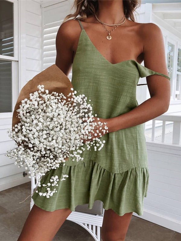 New women's fashion sexy suspender V - neck backless dress - Casual Dress
