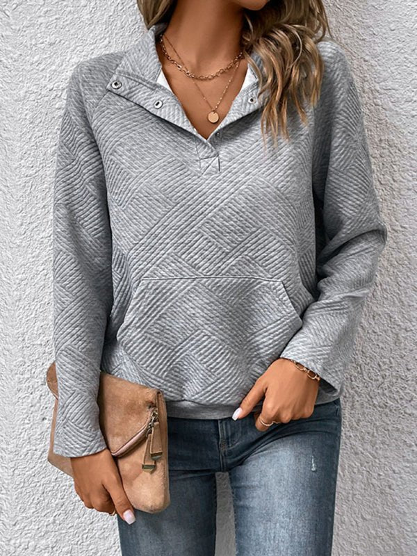 New women's long sleeve solid color sweater - Outerwear