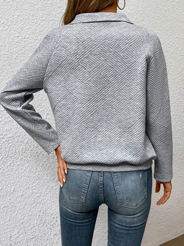 New women's long sleeve solid color sweater - Outerwear