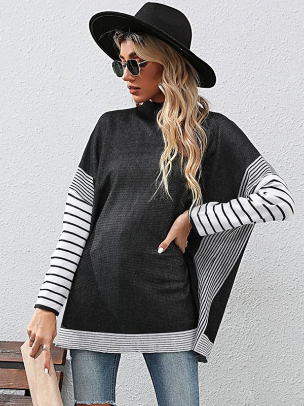 New women's long sleeve striped sweater - Outerwear