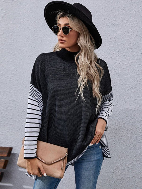New women's long sleeve striped sweater - Outerwear