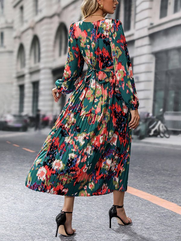 New women's printed long - sleeved high - end dress - Day Dress