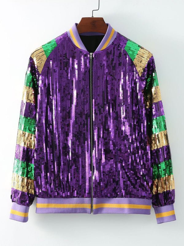 New women's sequined baseball jacket - Outerwear