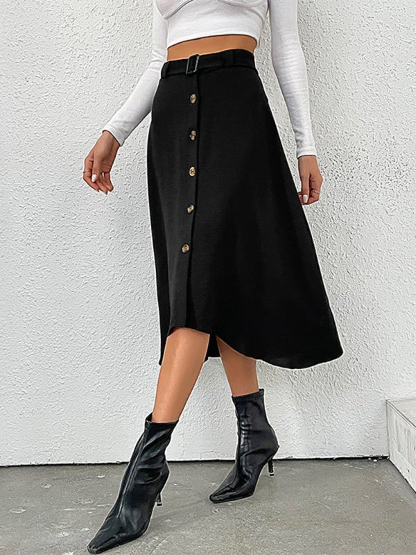New women's solid color mid - length skirt - Bottoms