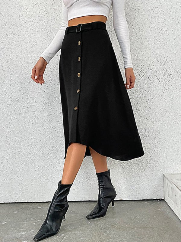 New women's solid color mid - length skirt - Bottoms