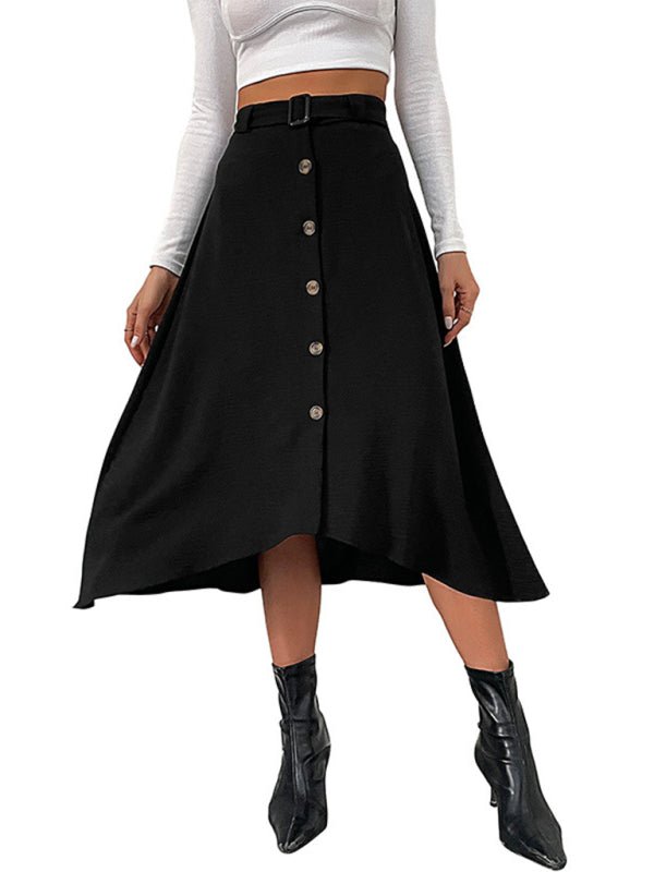 New women's solid color mid - length skirt - Bottoms