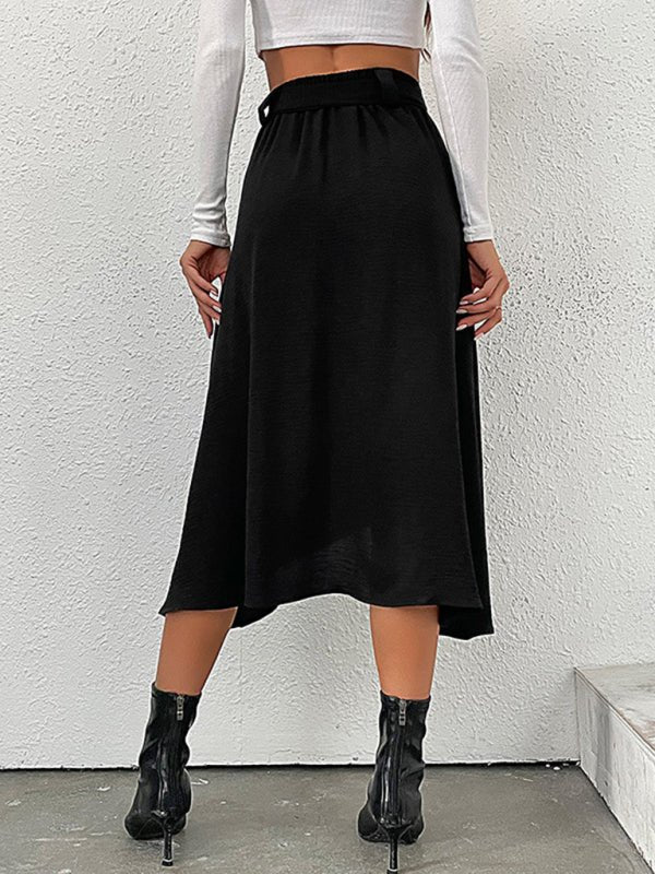 New women's solid color mid - length skirt - Bottoms