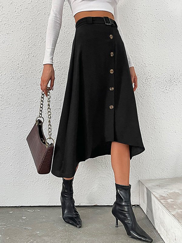 New women's solid color mid - length skirt - Bottoms