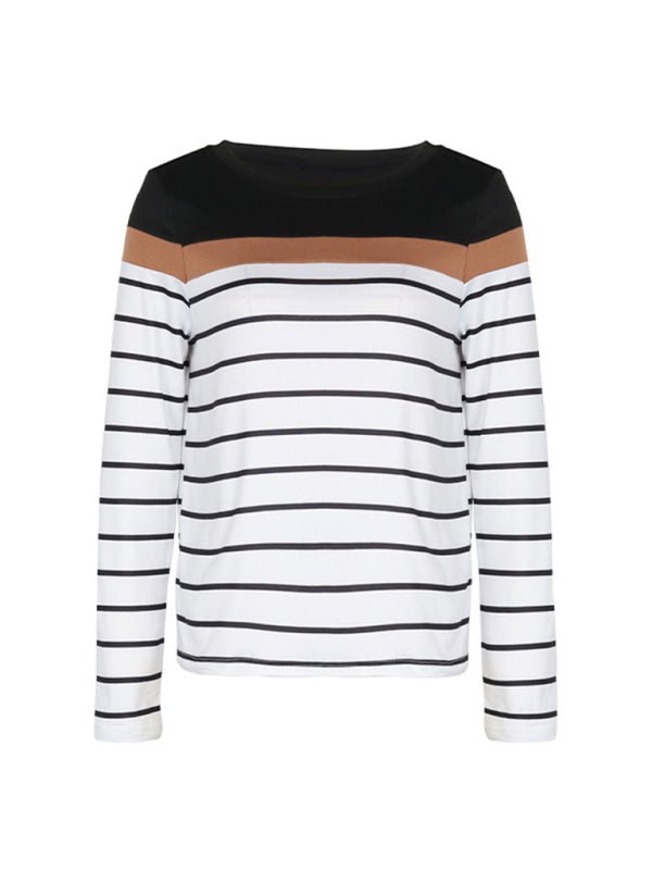 New Women's Striped Casual Long Sleeve Sweater - Outerwear