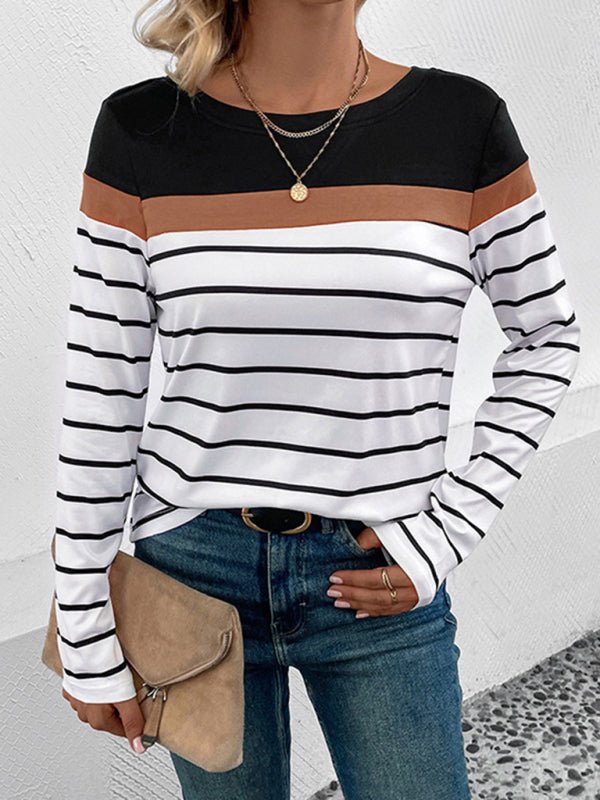 New Women's Striped Casual Long Sleeve Sweater - Outerwear