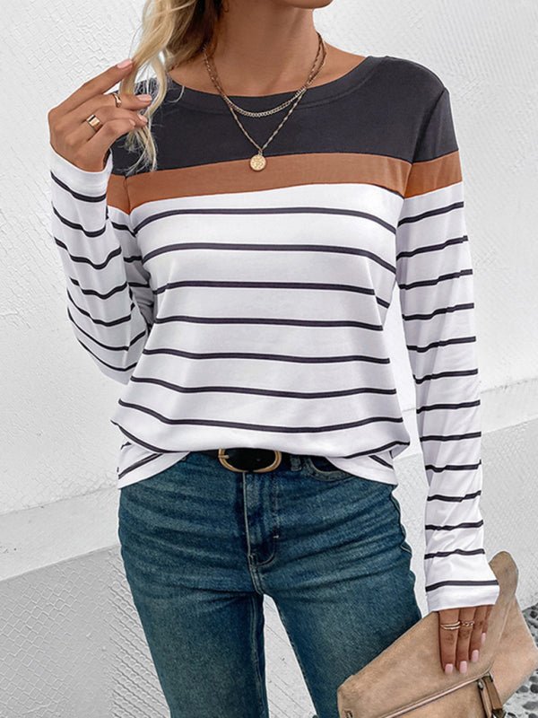 New Women's Striped Casual Long Sleeve Sweater - Outerwear