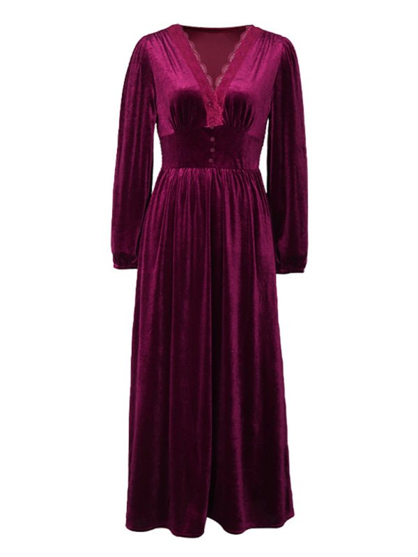New women's velvet waist knitted long - sleeved dress - Nightout dress