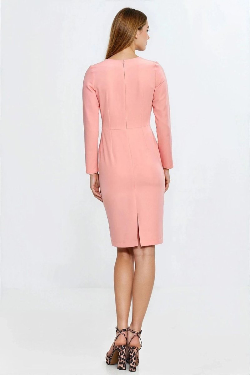 Nife Fitted Boat Neck Dress - 