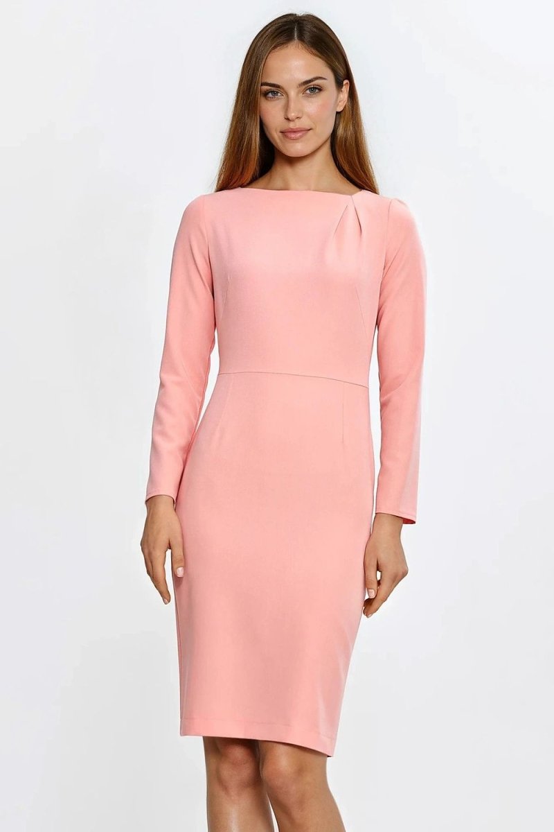 Nife Fitted Boat Neck Dress - 
