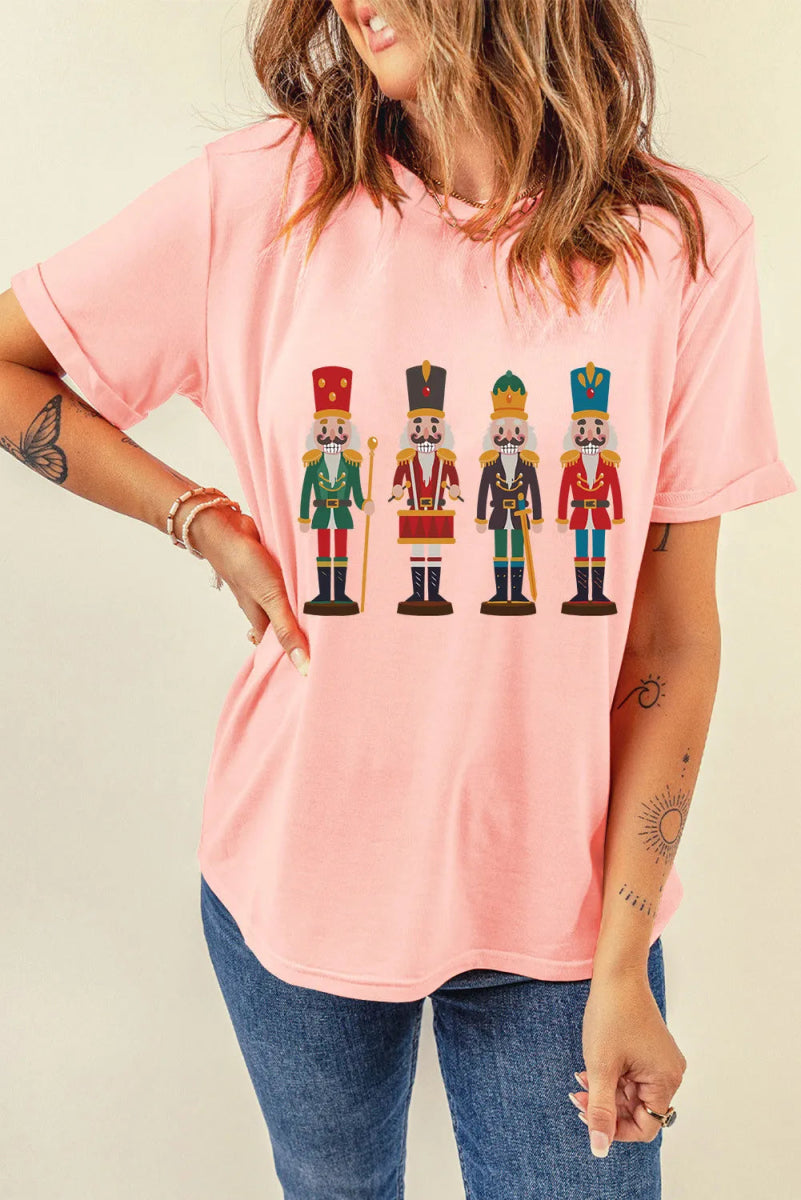 Nutcracker Round Neck Short Sleeve T-Shirt - Top