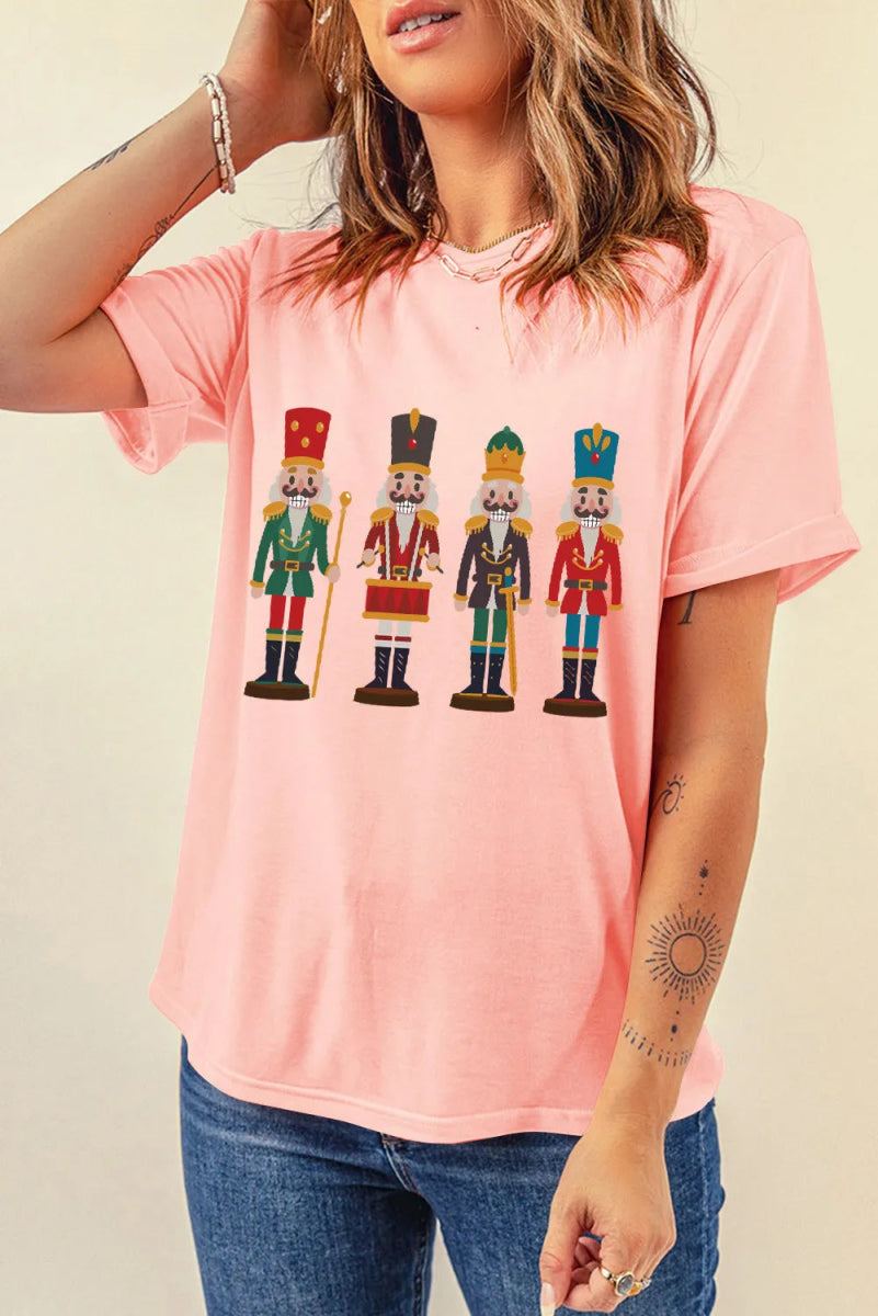Nutcracker Round Neck Short Sleeve T-Shirt - Top