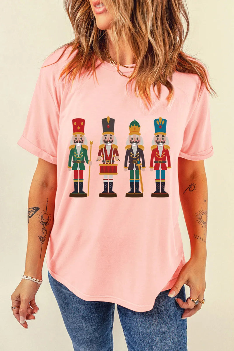 Nutcracker Round Neck Short Sleeve T-Shirt - Top