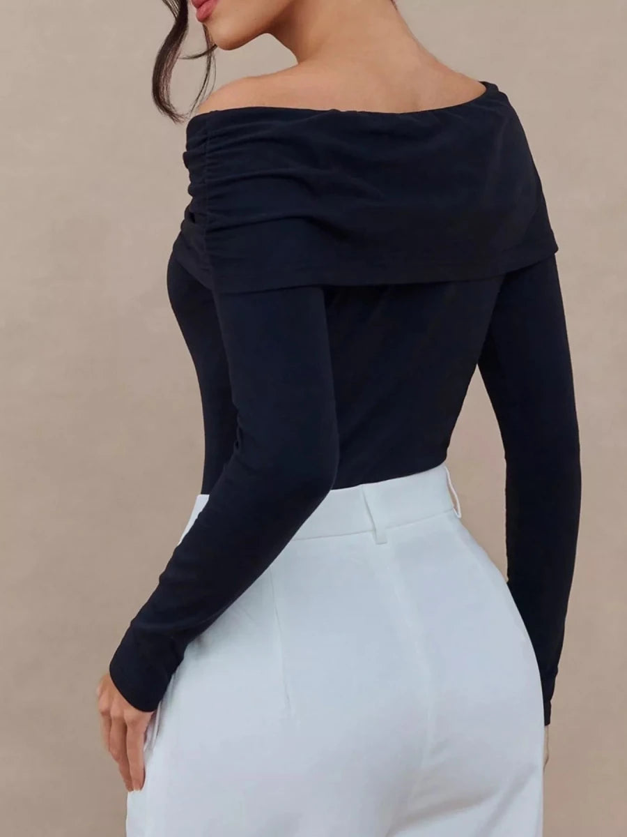 Off - Shoulder Long Sleeve Top - 