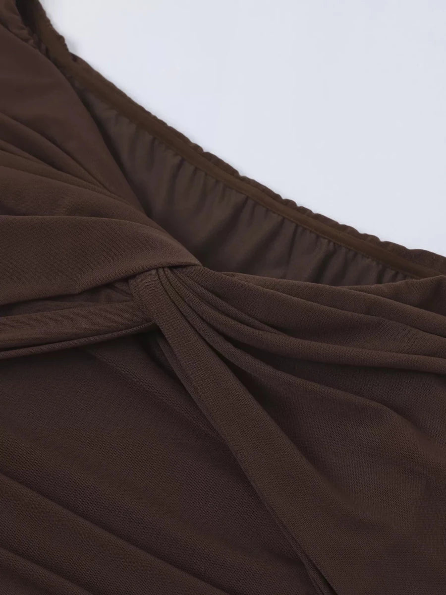 Off - Shoulder Ruched Maxi Dress - 