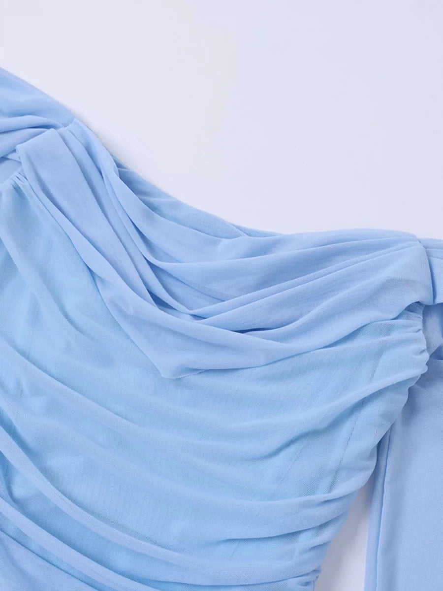 Off - Shoulder Ruched Mermaid Maxi Dress - 