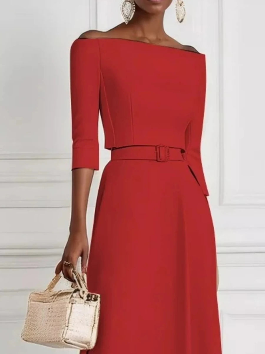 Off - White Off - Shoulder Belted Maxi Dress - 