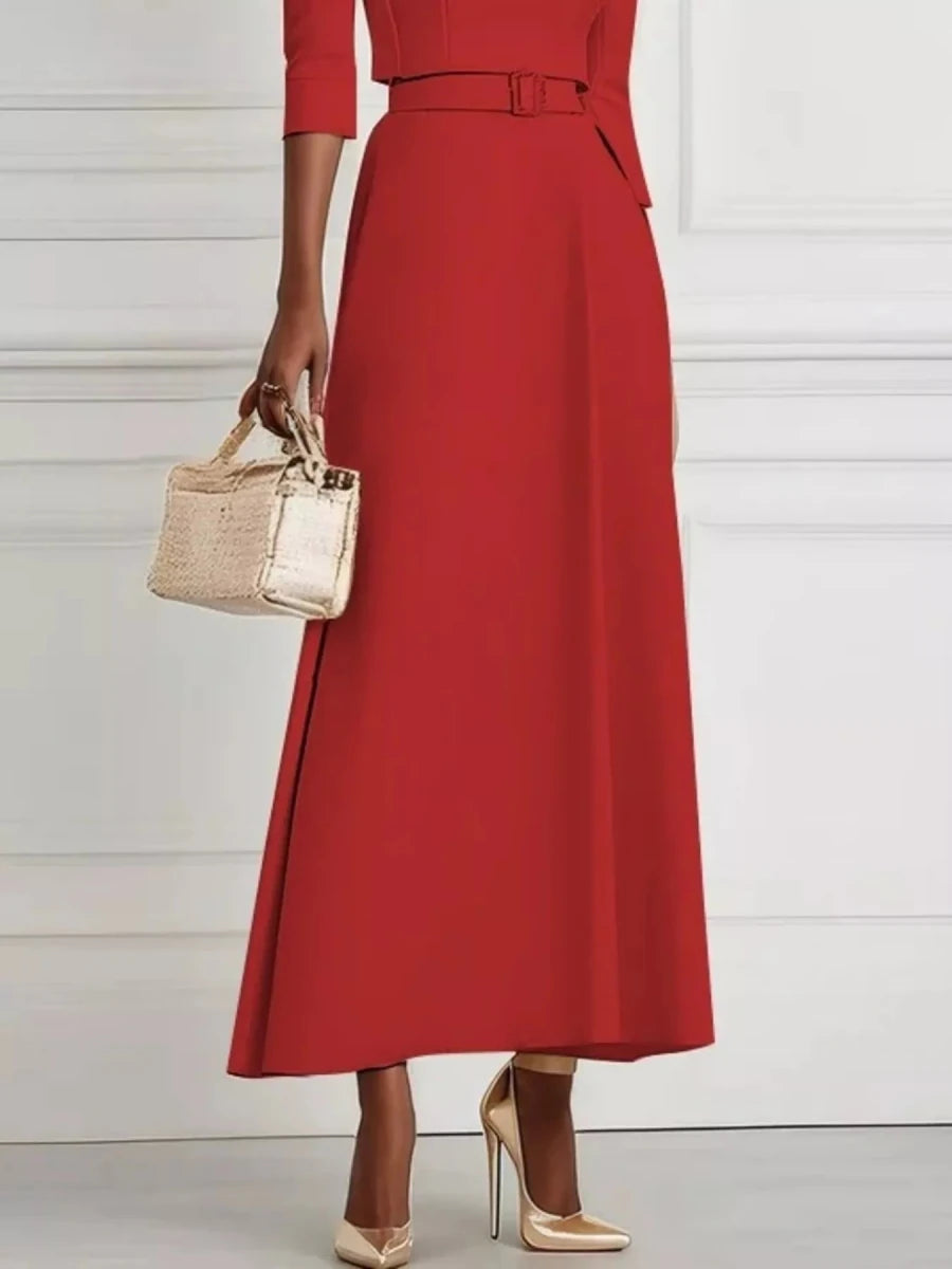 Off - White Off - Shoulder Belted Maxi Dress - 