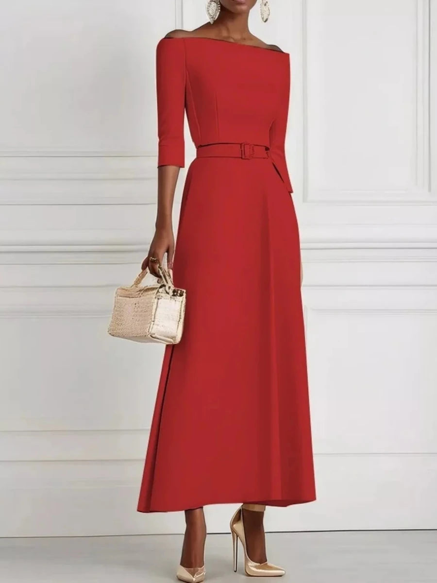 Off - White Off - Shoulder Belted Maxi Dress - 